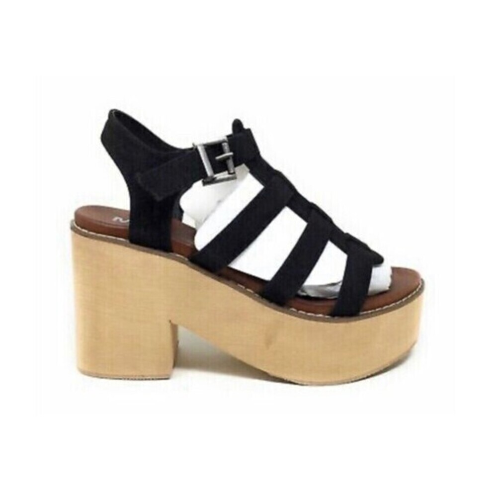 MIA Sandals Loraine Casual Ankle Strap Platform Black Suede Women Size 10 M